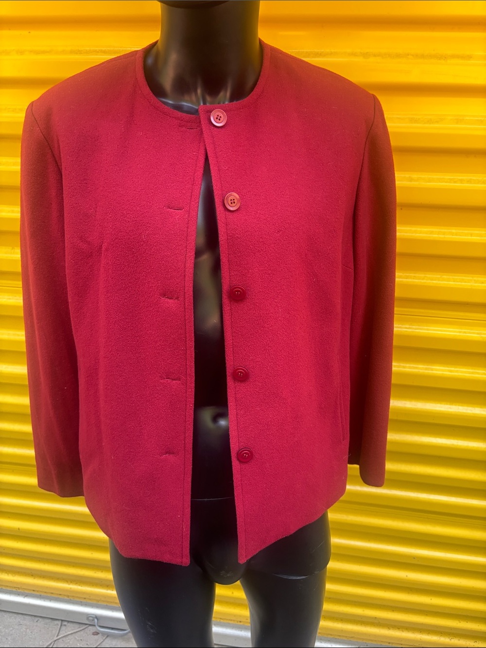 Rena Rowan Women's Vibrant Red Round-Neck Button Jacket